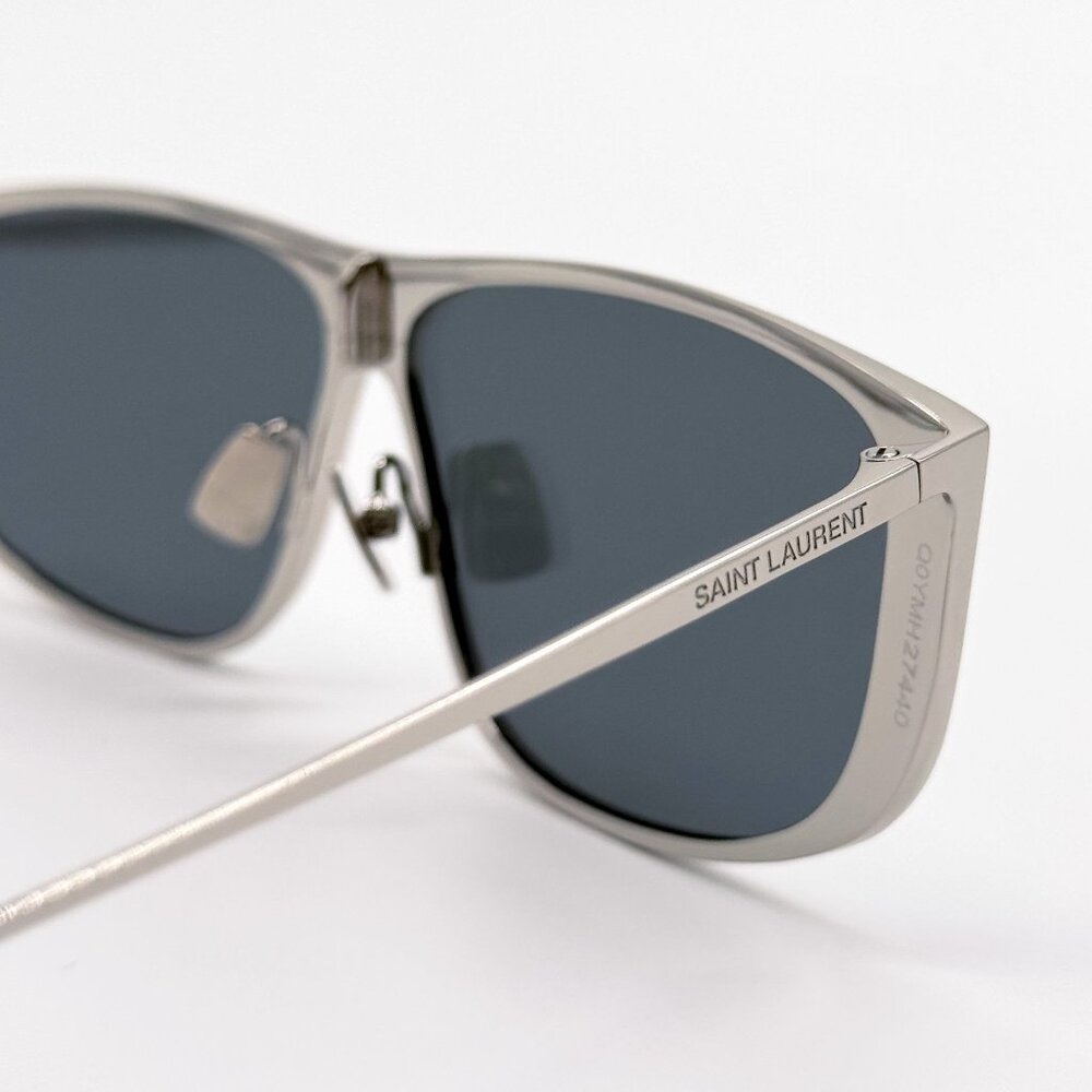 NEW SAINT LAURENT SL605 LUNA 003 SHIELD SILVER SUNGLASSES SAINT LAURENT SL 605 - Picture 8 of 11